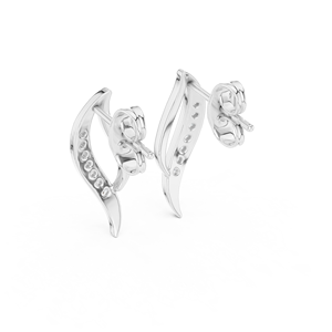 Juego de pendientes minimalistas con diamantes cultivados en laboratorio en oro blanco macizo de 18 quilates, para compromiso, boda, fiesta, regalo de San Valentín, uso diario para mujeres. - Product Image 3