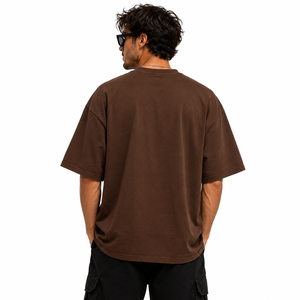 T-shirt d'Halloween pour homme, coupe oversize, en coton marron, avec imprimé graphique Jack O'Lantern, citrouille, chauve-souris, chapeau de sorcière, manches courtes, décontracté - Product Image 4