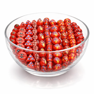 EXCEL EXPORTS - Hilo de Cuentas Decorativas de Vidrio Rojo de 8 Pulgadas | Cuentas de Vidrio Variadas Hechas a Mano para la Fabricación de Joyas y Manualidades - Product Image 1