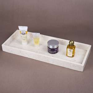 Plateau de service rectangulaire en marbre beige, fait main, moderne, résistant au feu, décoratif pour la cuisine, le salon, la villa, revêtement mural - Product Image 5