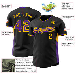 Camiseta de Béisbol Negra al por Mayor, con Botones, 160 GSM, Poliéster Transpirable, Uniforme de Equipo, Colores y Tallas Personalizadas, Impresión por Sublimación - Product Image 3