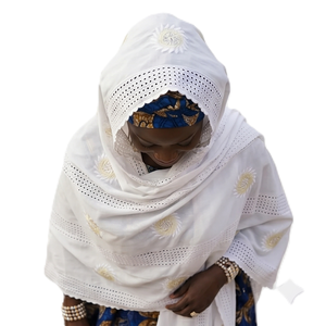 Wholesale Women White <b>Chiffon</b> Floral Embroidered Headscarf Shawl Lightweight Breathable Long Wrap All Season <b>Scarf</b> Bulk - Product Image 3