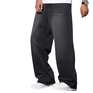 GENERSA SPORTS Jeans Rectos Ligeros de Alta Calidad para Hombre, Estilo Hip Hop Otoñal, Vintage, Lavado Enzimático, Cintura Elástica - Product Image 5
