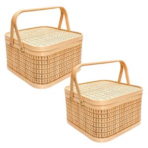 PHU HAO Best Selling Eco-Friendly <b>Square</b> Bamboo Multifunctional Gift <b>Basket</b> with Lid for Food Snacks Gift Packaging Home Decor - Product Image 1