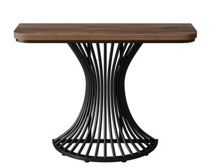 Console moderne en bois de noyer avec base en métal noir pour l'entrée ou le salon - Product Image 4