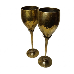 Juego de Copas de Vino de Aluminio Dorado de Lujo Hechas a Mano, Tallo Alargado, Cristalería Metálica Resistente al Deslustre, Vajilla Decorativa para Bodas - Product Image 5