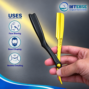 Professional <b>Straight</b> Edge Barber <b>Razor</b> with Replaceable Blades Stainless Steel Manual Shaving Tool for Salon Barber Shop - Product Image 5