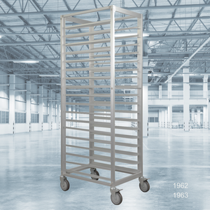 Chariot de boulangerie commercial Atlas Star, 18 niveaux, type ouvert, en alliage d'aluminium anodisé argent, plateaux amovibles, équipement de boulangerie - Product Image 1