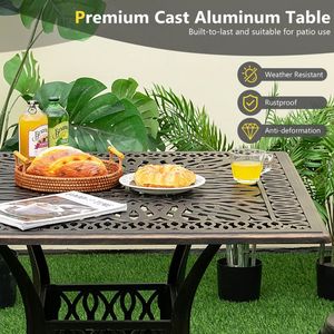 Tavolo da Pranzo da Esterno in Alluminio Pressofuso, Resistente ed Elegante per Uso in Giardino - Product Image 4