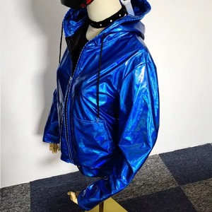 Veste à capuche bleue qui brille dans le noir, avec fil EL lumineux, pour soirée rave, Halloween, ou spectacle. - Product Image 2
