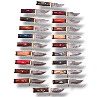 Lot de 20 couteaux de chasse en acier Damas avec manches en bois Pakka, lames fixes pleines de 6 pouces, couteau de rancher