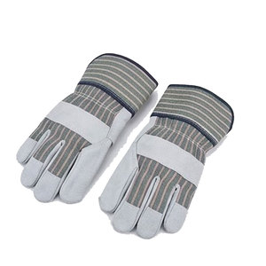 Gants de travail en cuir de vachette de qualité supérieure, résistants, de sécurité, avec manchette caoutchoutée pour la construction et le jardinage - Product Image 6