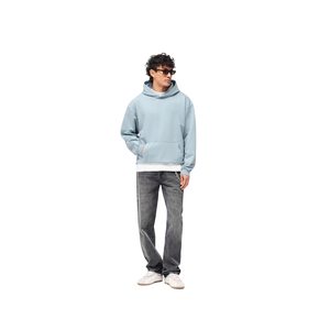 Custom Light Blue Hoodie Heavyweight Cotton Oversized Drop Shoulder <b>Pullover</b> <b>Men</b> Blank Streetwear Fleece - Product Image 1
