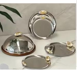 Plateau de service en métal personnalisé, forme sur mesure, pour desserts ou aliments, décoration de table, finition personnalisée, usage polyvalent – Produit le plus vendu - Product Image 4