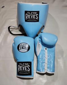 No Boxing No Life - Kit de Guantes de Boxeo de Cuero Vacuno Genuino Estilo Mexicano, Antideslizantes, Absorbentes de Humedad, Protectores para Cabeza/Ingle, Color Azul Cielo - Product Image 3
