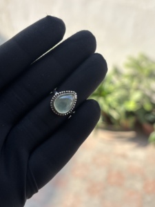 Natural Prehnite Gemstone <b>Ring</b> 925 Sterling Silver Handmade Vintage Style Pear Cabochon Healing <b>Crystal</b> Jewelry Gift for Women - Product Image 4