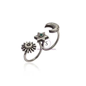 Anneaux réglables indiens Design bohème fait à la main oxydé Antique argent femmes bijoux pour femmes et filles pour fête portant - Product Image 2