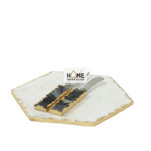 Plateau de service à bord en marbre en nid d'abeille plateau en marbre doré de créateur plateau de service de concepteur de fantaisie pour des fournitures d'utilisation d'hôtel et de maison - Product Image 1