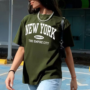 Camiseta de Manga Corta Oversize con Cuello Redondo para Hombre, Estilo Informal, con Estampado de Letras, de Algodón Jersey, Marca Empire City - Product Image 6