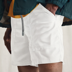 Shorts décontractés pour hommes en coton biologique côtelé, séchage rapide, respirants, anti-plis, longueur genou, taille élastique, été - Product Image 4