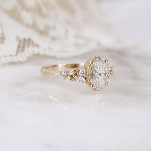 Igi/gia วงแหวนแต่งงานใส่ได้ทั้งชายและหญิงทำจากทองขาว14K เหมาะสำหรับใส่ได้ทุกเพศของขวัญงานปาร์ตี้งานครบรอบแต่งงานประดับเพชรลูกแพร์ทรงรีตัดเพชร - Product Image 1