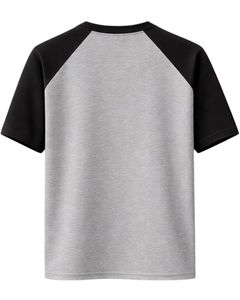 Camiseta de Manga Raglán Gris y Negra para Hombre, Cuello Redondo, Informal, Verano, Transpirable, Mezcla de Algodón, Suave, Cómoda, Ligera, para Uso Diario - Product Image 2