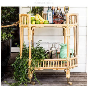 Chariot de stockage décoratif fait à la main en gros Chariot en rotin écologique durable Vietnam léger et durable - Product Image 3