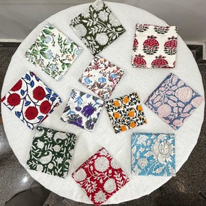 Serviettes carrées en coton imprimées à la main en Inde, réutilisables, écologiques, lot de 10, logo personnalisé, décoration bohème pour la maison, motif floral - Product Image 5