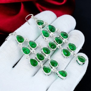 Boucles d'oreilles pendantes en tourmaline verte, argent sterling 925, pierre précieuse tourmaline verte, bijoux en argent faits à la main pour femmes - Product Image 2