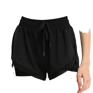 Short de fitness brodé taille haute à séchage rapide pour femme coupe ample respirant Yoga et sport Shorts de course décontractés - Product Image 1