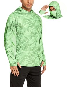 Chemises et hauts de pêche en polyester antibactérien UPF 50+ – Chemises de pêche performantes à capuche avec masque, légères et offrant une protection solaire - Product Image 1