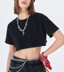 High Quality Oversized Cropped Knitted Tshirt for Women Heavyweight <b>Crop</b> <b>Top</b>-Wholesale Supply - Product Image 1