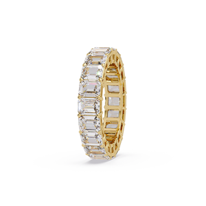 Anillo de eternidad completo de oro puro de 14 quilates con diamante cultivado en laboratorio de corte esmeralda, anillos apilables de boda y compromiso para mujer - Product Image 3