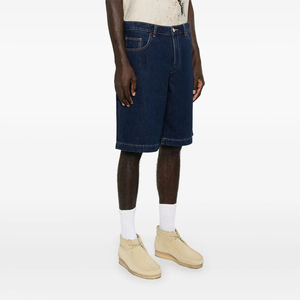 Shorts Bermuda en coton bleu foncé pour homme, taille haute, fermeture boutonnée, style décontracté avec poches, tissu respirant - Product Image 6