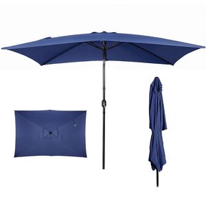 Ombrellone da Patio Quadrato Inclinabile 10 x 6,5 Piedi, Ombrellone da Esterno con Stecche in Ferro e Palo Centrale, Tessuto in Poliestere - Product Image 1