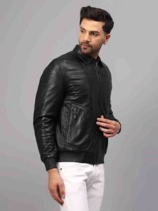 Veste en cuir véritable de qualité supérieure pour hommes, veste de motard classique, vêtements d'extérieur décontractés à la mode, style vintage en cuir véritable durable - Product Image 2