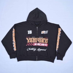 Sudaderas con Capucha de Invierno de Primera Calidad con Logotipo Personalizado, 100% Algodón, con Cierre de Cremallera, Apliques Bordados en la Parte Delantera, Trasera y Mangas para Hombre - Product Image 3