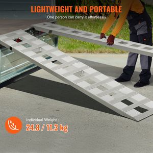 Set di 2 Rampe di Carico in Alluminio Resistente 72 x 15 Pollici, Capacità Combinata 6000 Libbre, con Piastra Antiscivolo per Rimorchi - Product Image 3