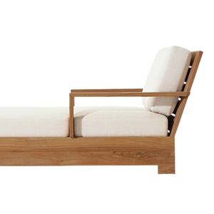Chaise longue en teck moderne et durable, lit de repos extérieur, style minimaliste, avec coussin, pour piscine, villa, resort, jardin - Product Image 5