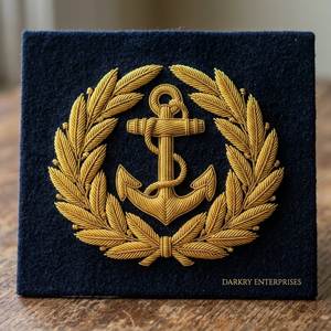 Écusson de grade brodé à la main en fil de bullion, style marine, avec ancre dorée et 3 étoiles, service personnalisé pour uniforme de mode maritime - Product Image 6