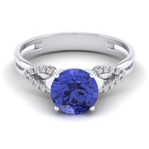 REYES Top Quality 14K Solid Gold IGI Certified Diamond <b>Statement</b> <b>Ring</b> For Women Round Cut 2 Carat Tanzanite Gemstone <b>Rings</b> - Product Image 1