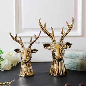 Antique Brass Deer Head Candle Holder Metal Reindeer Tealight Glass Cup Stand Tabletop Decorative Candelabra - Product Image 3
