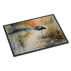 Felpudo de pila baja lavable antideslizante Blue Heron, 24H X 36W, alfombra de entrada para interiores y exteriores, felpudo azul para puerta delantera - Product Image 1
