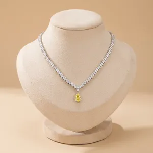 Collar de tenis de lujo con diamantes cultivados en laboratorio, colgante de pera de corte elegante, cadena de diamantes con corte marquesa personalizado, con diamantes de laboratorio de corte elegante. - Product Image 2