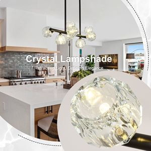 Lampadario Moderno a 8 Luci in Cristallo da 75 cm, Lampade a Sospensione Nere per Sala da Pranzo, Isola Cucina, Camera da Letto, Soggiorno, Tavolo in Ferro - Product Image 6