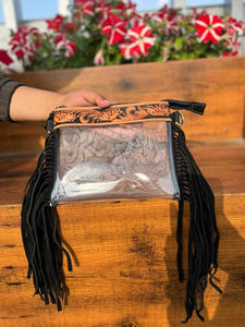 Nouveau design Sac transparent à franges Sac en cuir sculpté élégant usiné à la main Sacs en cuir multi-usages pour femmes multi-usages - Product Image 2