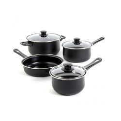 Set di Pentole Antiaderenti Gibson Home Chef Du Jour in Acciaio al Carbonio, 7 Pezzi, Colore Nero - Product Image 1