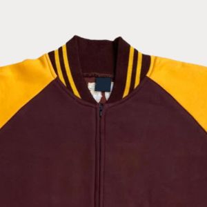High Quality Iota Gold Varsity <b>Fleece</b> Jacket <b>Brown</b> Gold Greek Apparel Fraternity Letterman Style Premium Eco-Friendly - Product Image 4