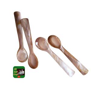 Cuillère et fourchette tendance en nacre, fabriquées au Vietnam, pour un service d'apéritifs coloré en café et une décoration de table élégante - Product Image 1