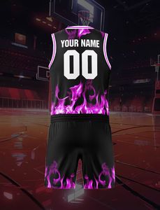 Mens Basketball Custom Jersey Set Striped Print Pattern with Custom Name Number and Logo Team Uniform - Product Image 2